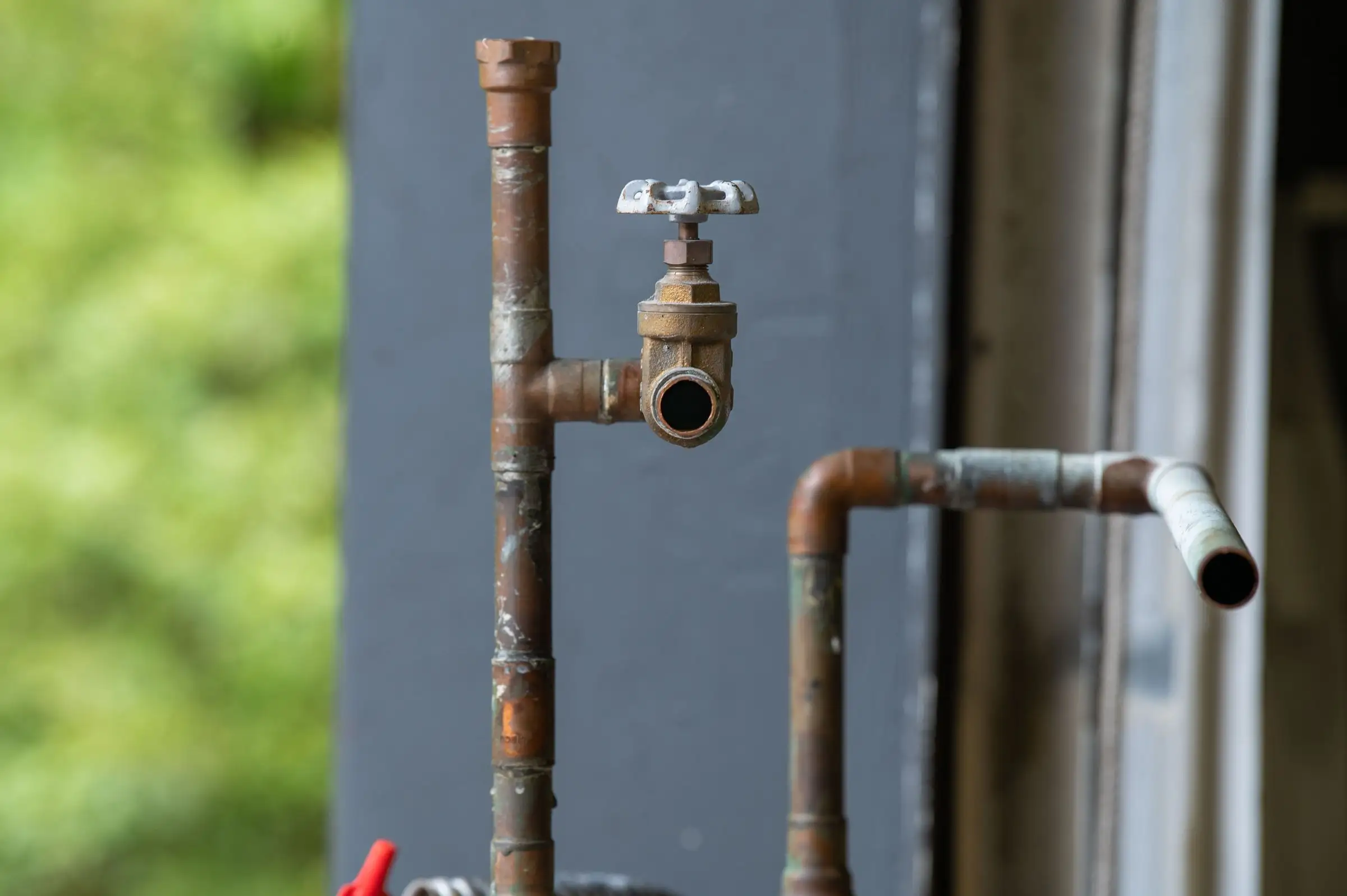 Corroded shut-off valve on an old water line